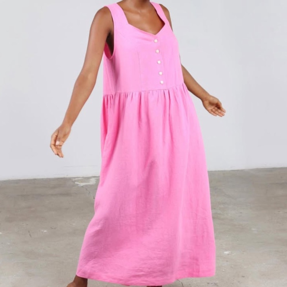 Ilana Kohn Pink Sleeveless V-Neck Sundress